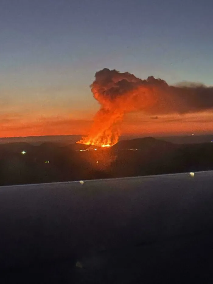 View Of The Iceland Volcano Eruption On 1/14 From My Flight