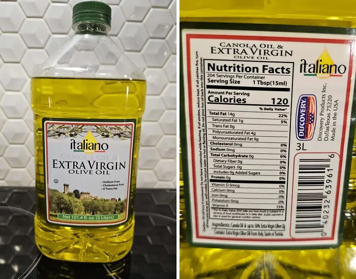 Deceptive Front Label - Canola Oil Is In A Very Light Font Color LOL