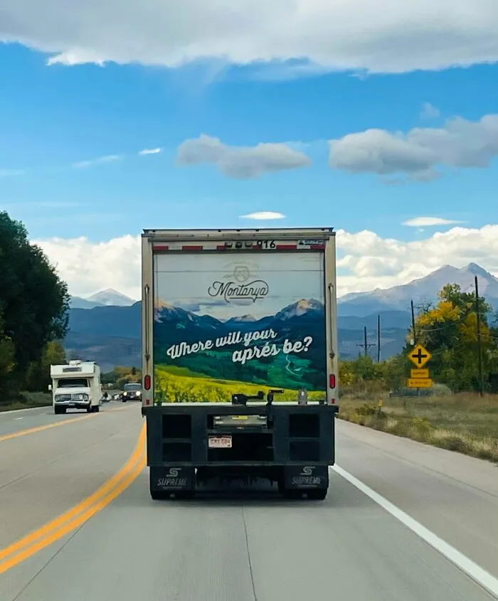 The Truck In Front Of Us Lined Up Perfectly With The Mountains!
