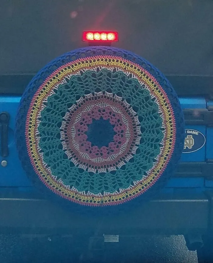 This Crochet Tire Cover On A Jeep
