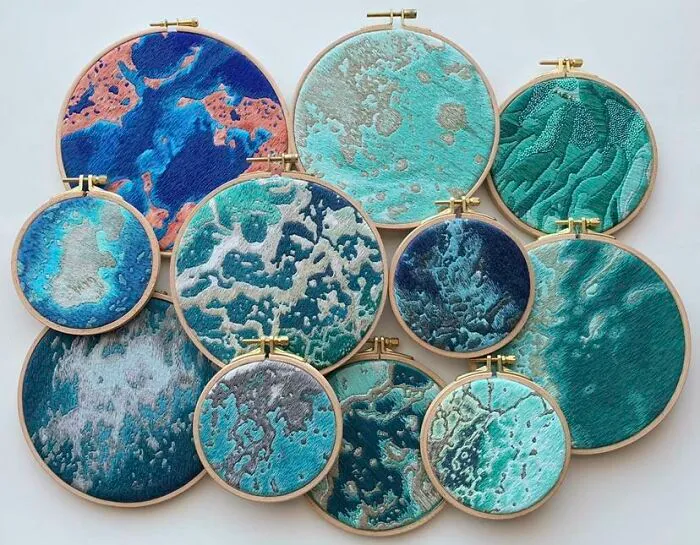 My Growing Collection Of Hand Embroidered Pieces Inspired By Ocean Satellite Imagery