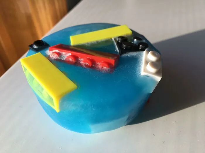 Christmas Gift From Sister In Law: Handmade Soap With Real Legos Embedded In It. They Slowly Start To Emerge The More You Use It. Can Wait ‘Till The First One Falls Out Mid-Shower