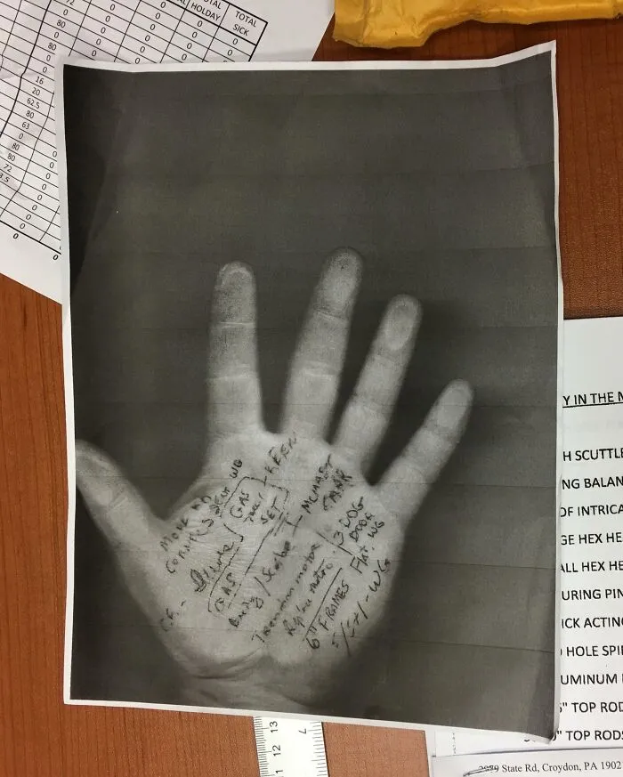 My Boss Writes Notes On His Hand And Photocopies It For Later