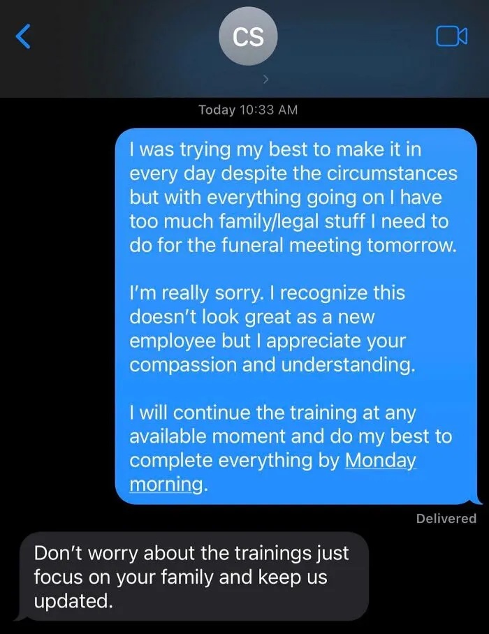 Started A New Job 3 Days Ago And I Just Lost A Family Member. This Is How My New Boss Responded. I Couldn’t Be Happier With My Decision To Work For Him. Take Notes, Employers - This Is How It’s Done