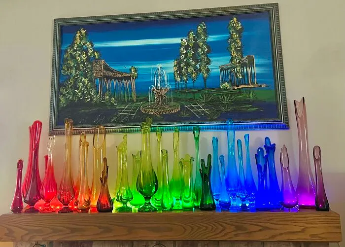 I’ve Been Collecting Swung Glass Vases For Years And I Finally Got A Light Strip For My Collection 🌈