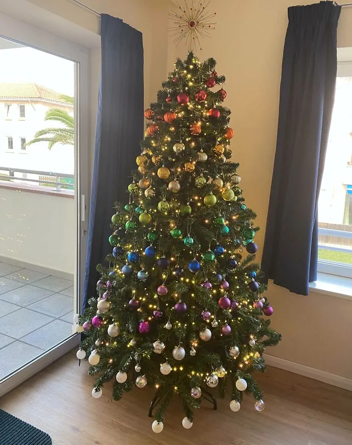 My Rainbow Christmas Tree. Just Moved Into A New Apartment And I Did This Before I’d Even Unpacked The Kitchen