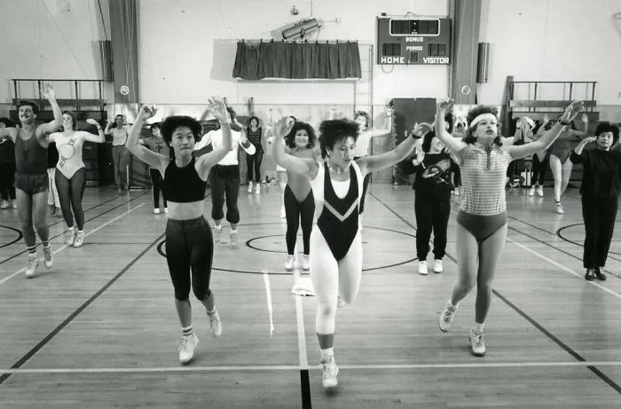 A Very 1980s Scene: Men And Women At Aerobics Class With A Live Band At UC San Francisco Millberry Union (October 1987)
