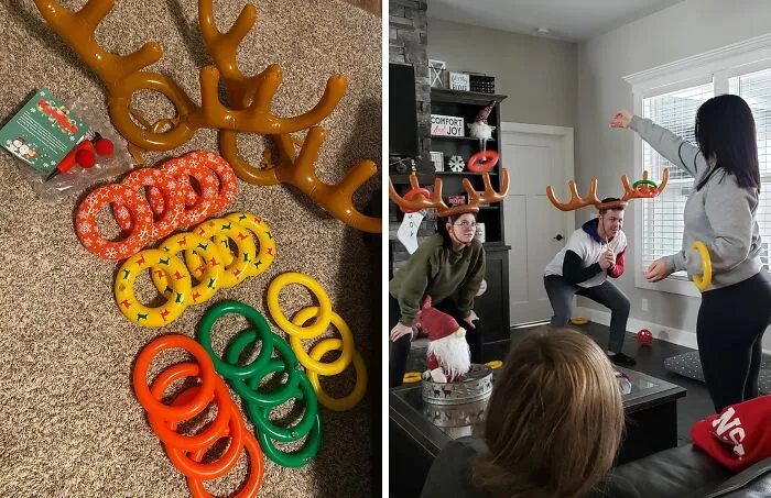 Christmas Games, Inflatable Reindeer Antler Ring Toss Game, Stocking Stuffers For Men Women Kids Teens Adults, Christmas Party Games Fun Xmas Gifts Carnival Holiday Family