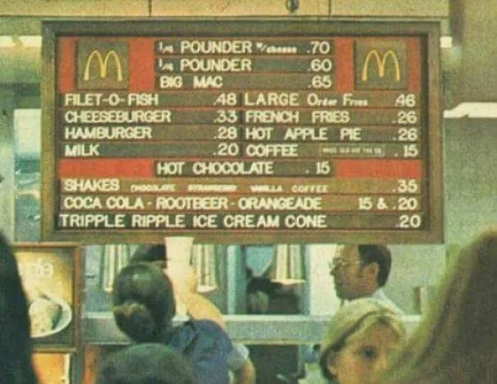 McDonald's Menu During 1973