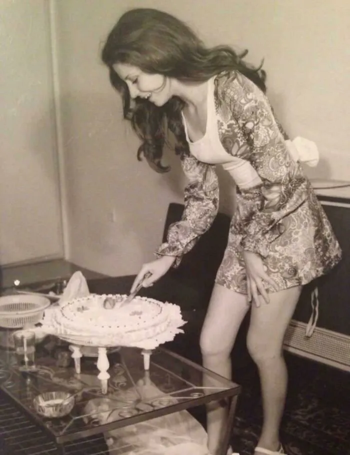 Woman Cutting Her Birthday Cake In Tehran, Iran 1973