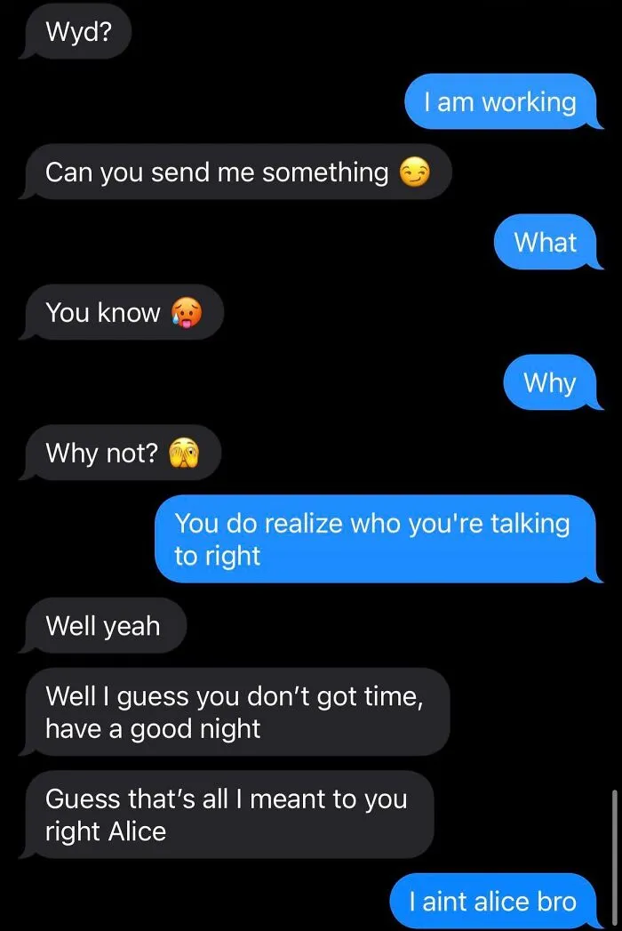 My Ex Texted Me At Work Asking For *pics* Thinking I Was Someone Else, And Now I Pray For Whoever Alice Is