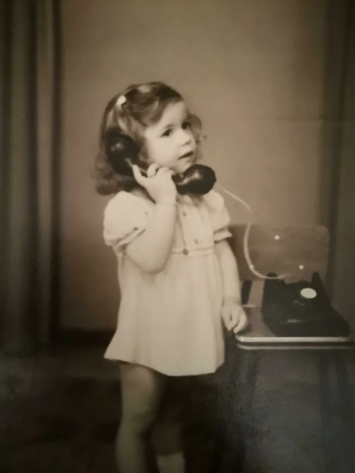 My Mother In 1973, At 3 Years Old, Waiting To Talk To My Grandfather Who Was Deployed In Guinea-Bissau, Fighting The Portuguese Colonial War