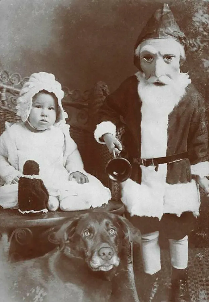 Old Photo Of A Scary Encounter With Santa