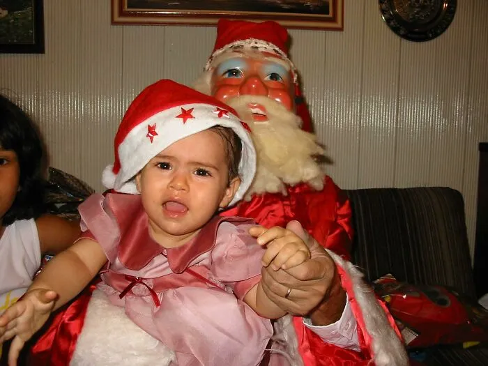 Never Realized How Horrifying Our Family Santa Mask Was Until I Found This Picture Of Me As A Baby And Still Feel The Urge To Cry In Terror To This Day