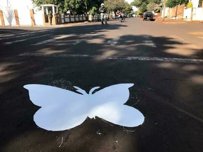 My City Paints Butterflies Where Young People Have Died In Drunk Driving Accidents To Raise Awareness