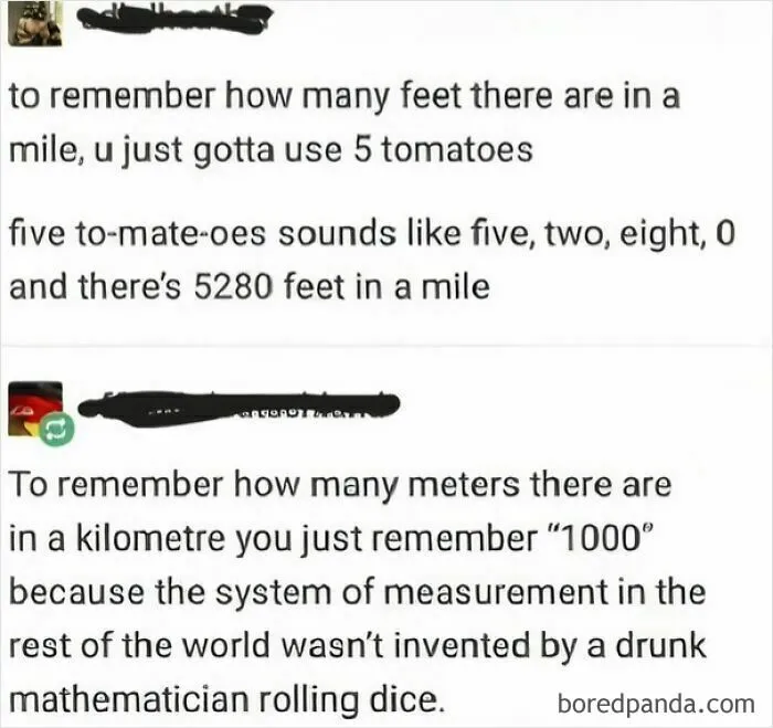 To Remember How Many Feet There Are In A Mile, U Just Gotta Use 5 Tomatoes
