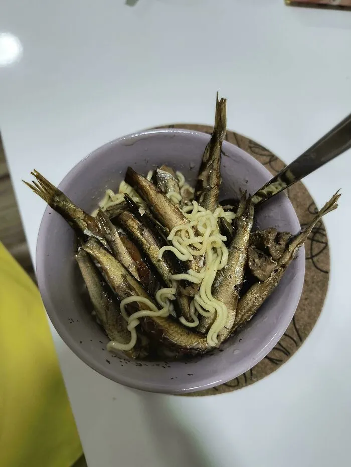 GF Says That My Standard Combo Of Noodles And Sardines Looks Like Something Straight Out Of Silent Hill