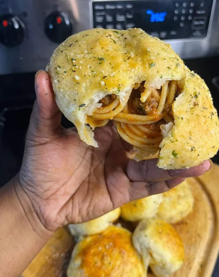 Y’all I Made Stuffed Spaghetti Garlic Butter Rolls