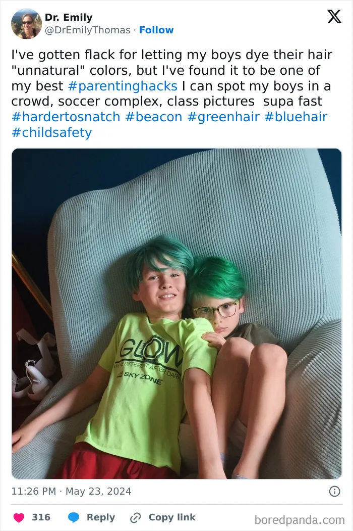 Kids Want To Express Their Individuality.  Dying Their Hair Is A Pretty Benign Way To Do That