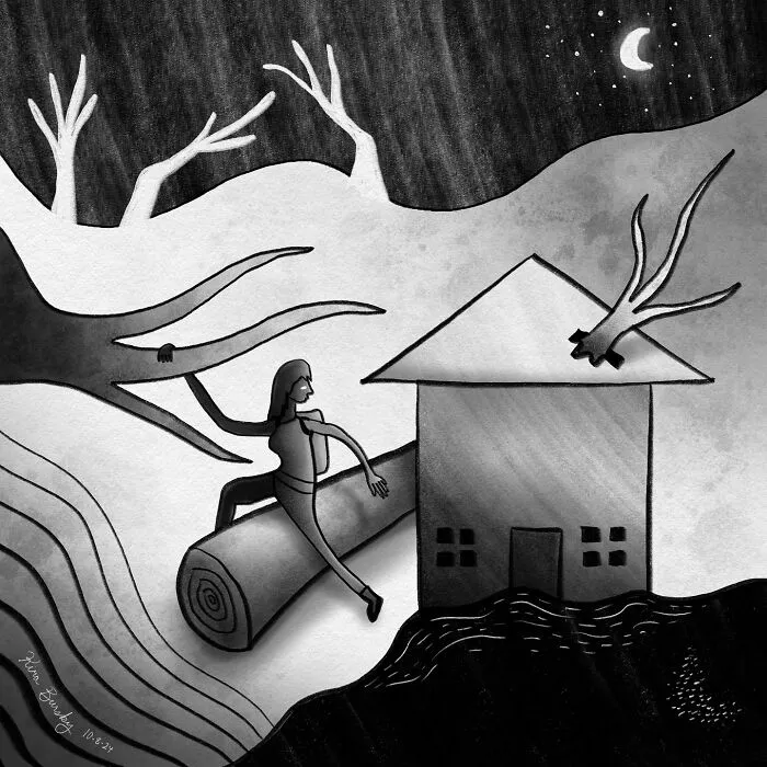 31 Illustrations Exploring The Devastating Impact Of Hurricane Helene Drawn By This Artist