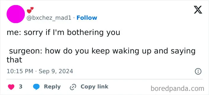 Relatable meme about feeling anxious, featuring a humorous conversation with a surgeon.