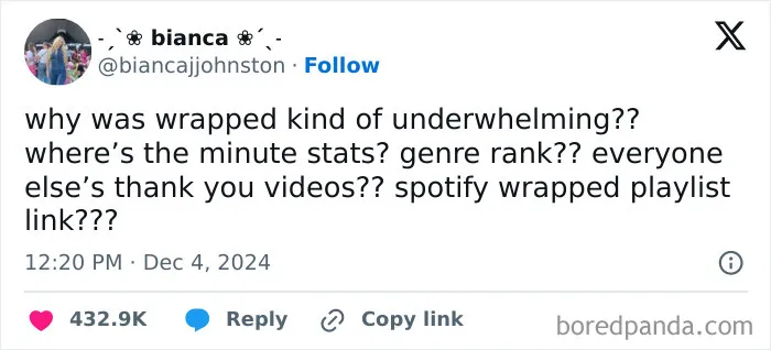 Spotify Wrapped 2024 Finally Drops And Folks Can’t Stop Sharing Their Disappointment (33 Reactions)