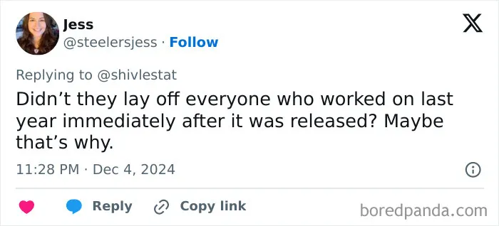 Tweet sharing disappointment about Spotify Wrapped 2024 release.