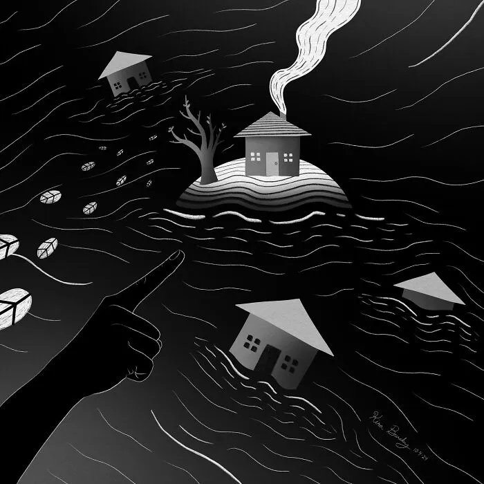31 Illustrations Exploring The Devastating Impact Of Hurricane Helene Drawn By This Artist