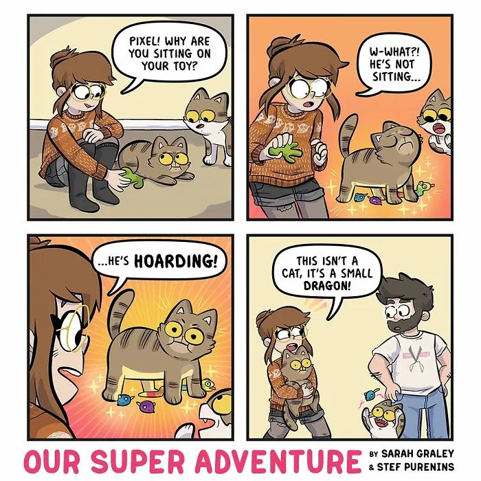 20 Hilariously Relatable Comics By Sarah Graley About Life With Her Husband And Four Cats (New Pics)
