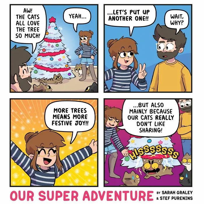 20 Hilariously Relatable Comics By Sarah Graley About Life With Her Husband And Four Cats (New Pics)