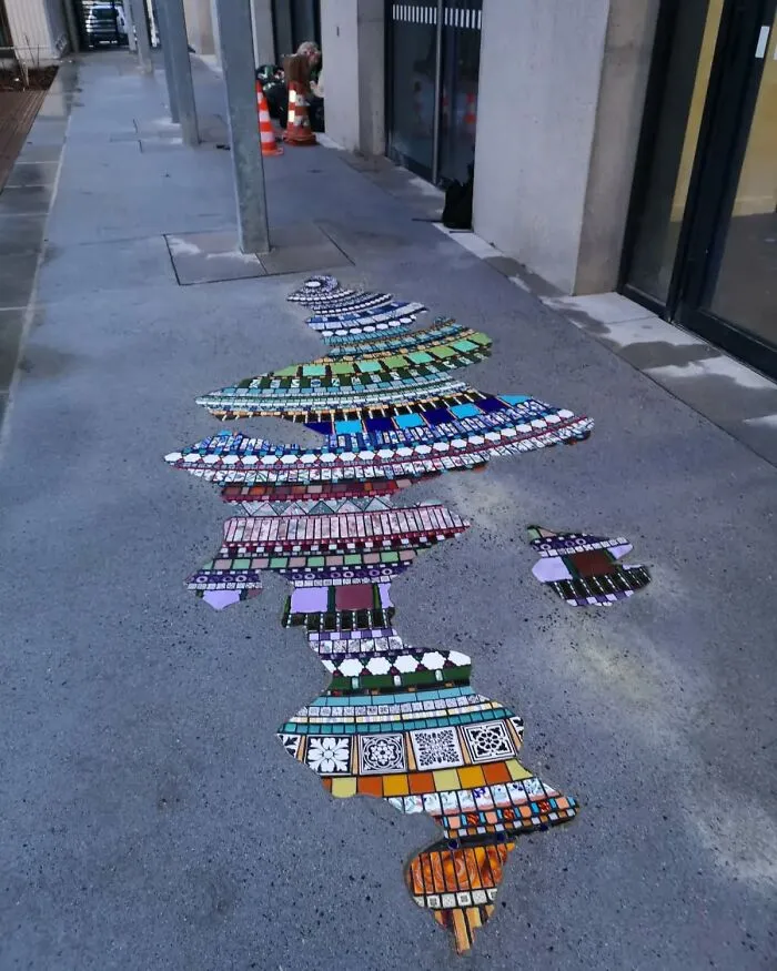 Artist Mends Cracked Sidewalks, Potholes, And Buildings Using Vibrant Mosaics (30 New Pics)
