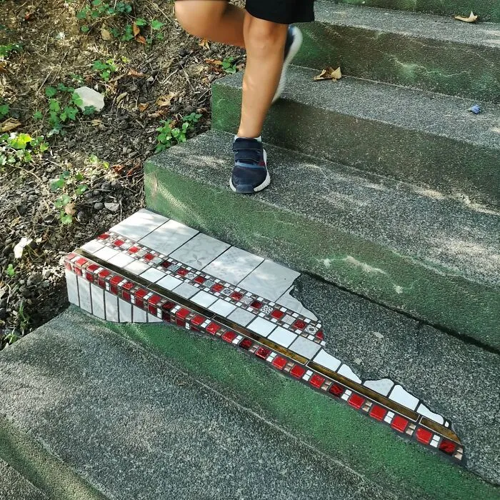 Artist Mends Cracked Sidewalks, Potholes, And Buildings Using Vibrant Mosaics (30 New Pics)