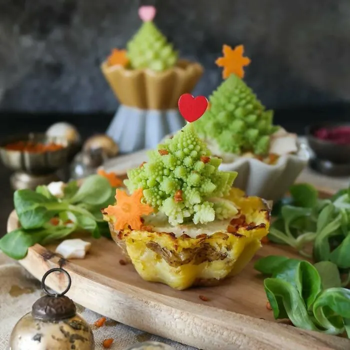 My Little Christmas Tree Quiches With Romanesco Are So Wonderfully Simple To Prepare Thanks To The Mashed Potato Base That They Can Be Integrated Into A Christmas Menu Without Any Stress