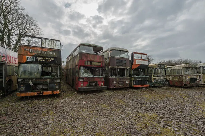 34 Photos That I Took Of Abandoned Buses Meant To Be Used For An Irish Bus Museum