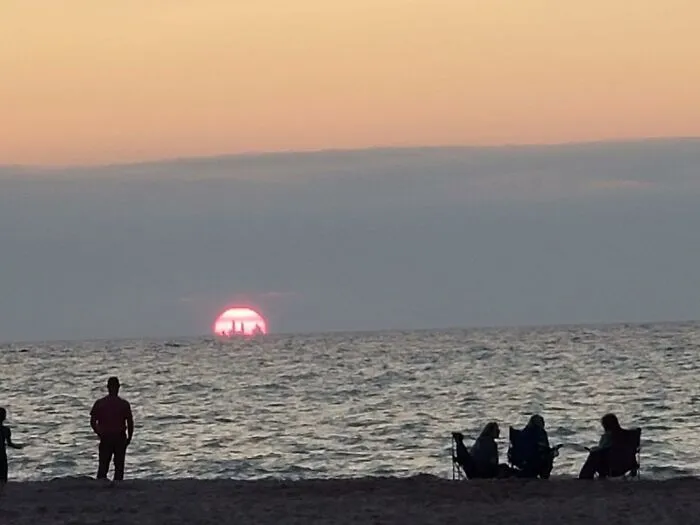 The Chicago Skyline Visible From Nearly 50 Miles Away In Indiana Dunes Sunset