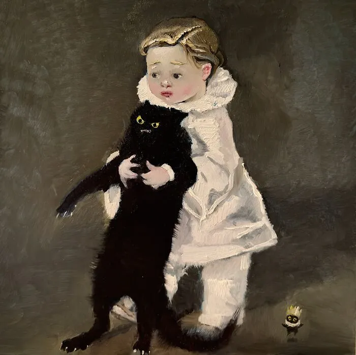 44 Humorous Paintings Of Black Cats Being Chaotic In Various Settings Painted By This Artist