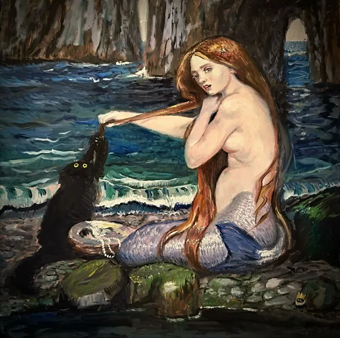 44 Humorous Paintings Of Black Cats Being Chaotic In Various Settings Painted By This Artist