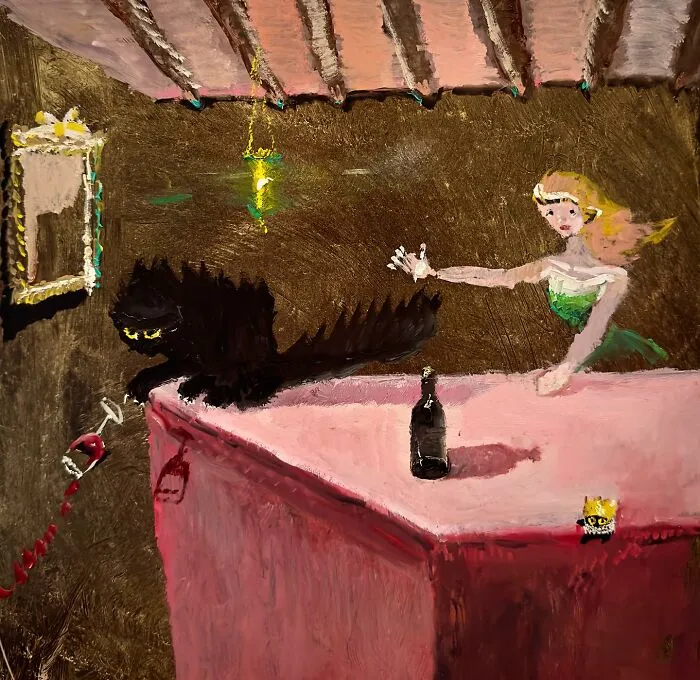 44 Humorous Paintings Of Black Cats Being Chaotic In Various Settings Painted By This Artist