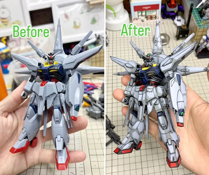 Artist Paints Over Gundam Action Figures To Make Them Look Like They’ve Stepped Straight Out Of An Anime (17 Pics)
