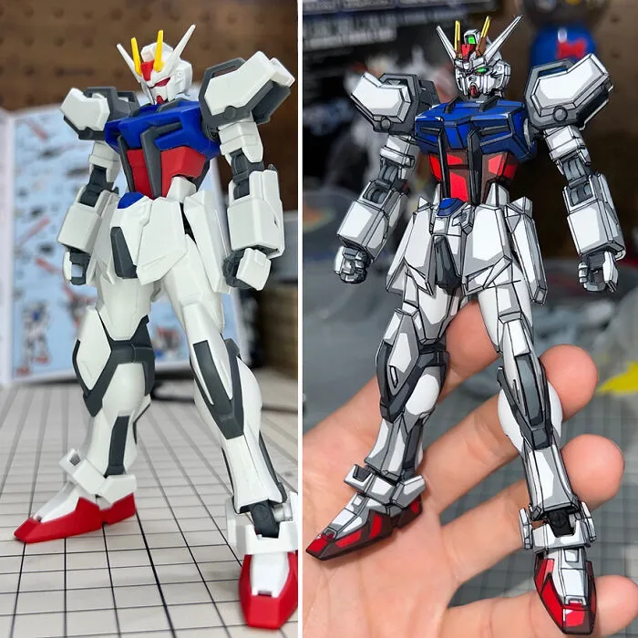 Artist Paints Over Gundam Action Figures To Make Them Look Like They’ve Stepped Straight Out Of An Anime (17 Pics)