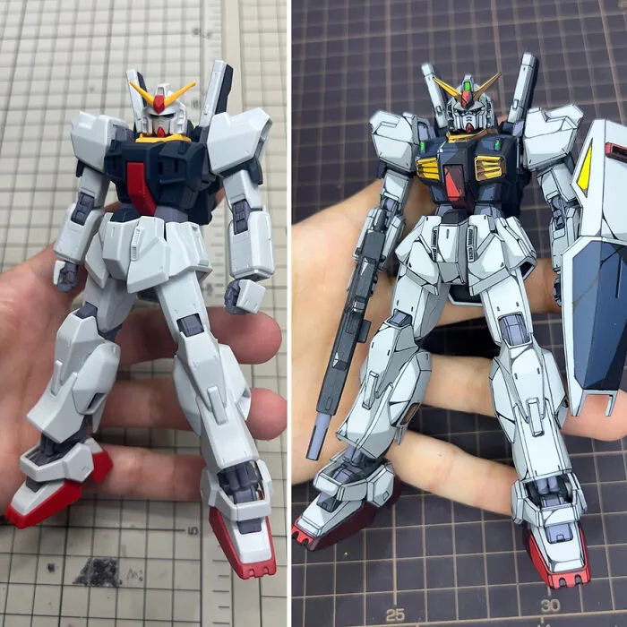 Artist Paints Over Gundam Action Figures To Make Them Look Like They’ve Stepped Straight Out Of An Anime (17 Pics)