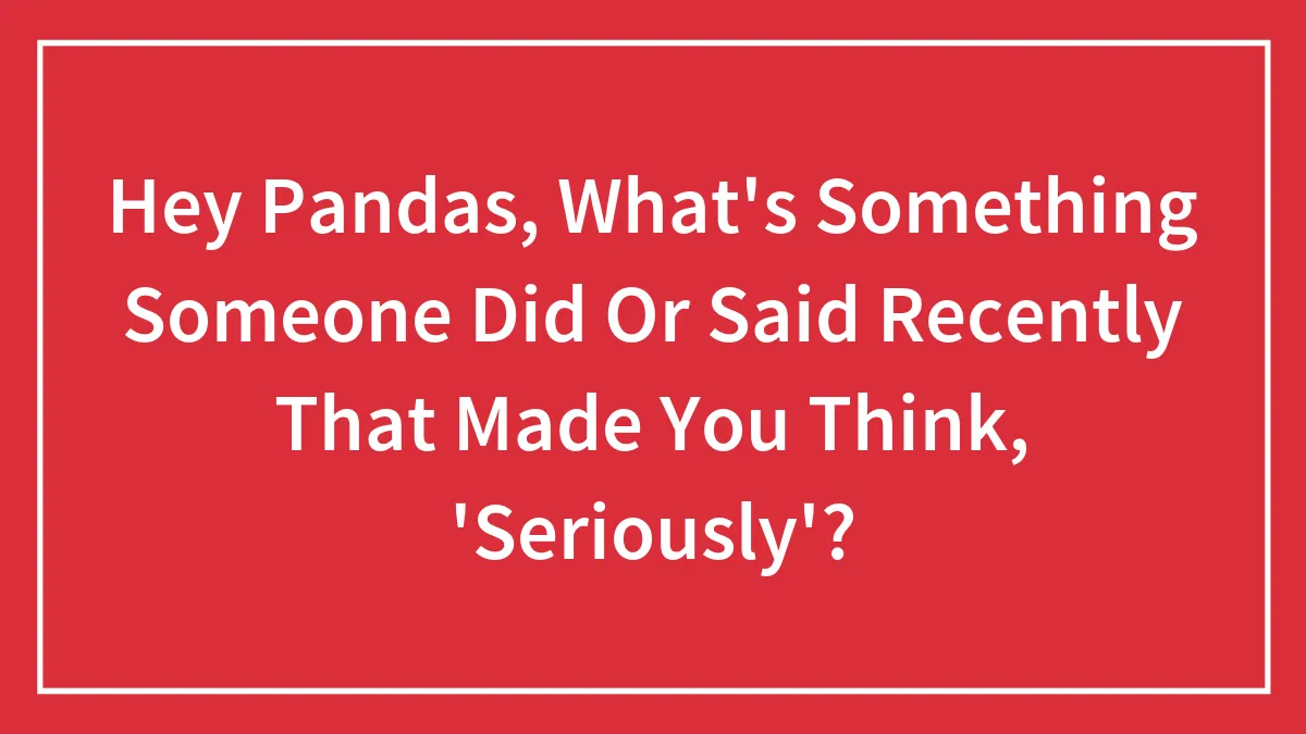 Hey Pandas, What's Something Someone Did Or Said Recently That Made You Think, 'Seriously'? (Closed)