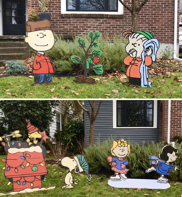 Added Linus, Lucy And Sally To This Year's Decorations! Now It Feels Like Christmas