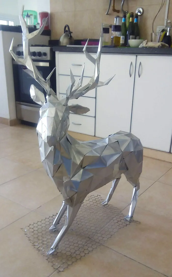 Christmas Reindeer Papercraft But Made With Aluminium Cans