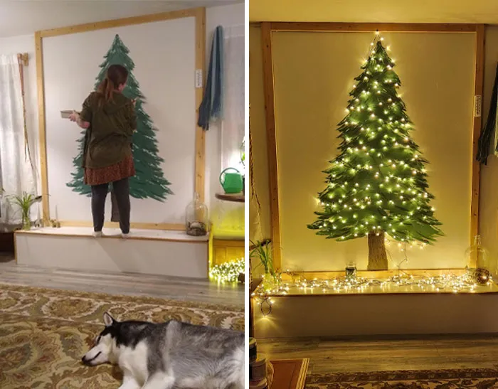 Painted Christmas Tree. 5' Self For Scale