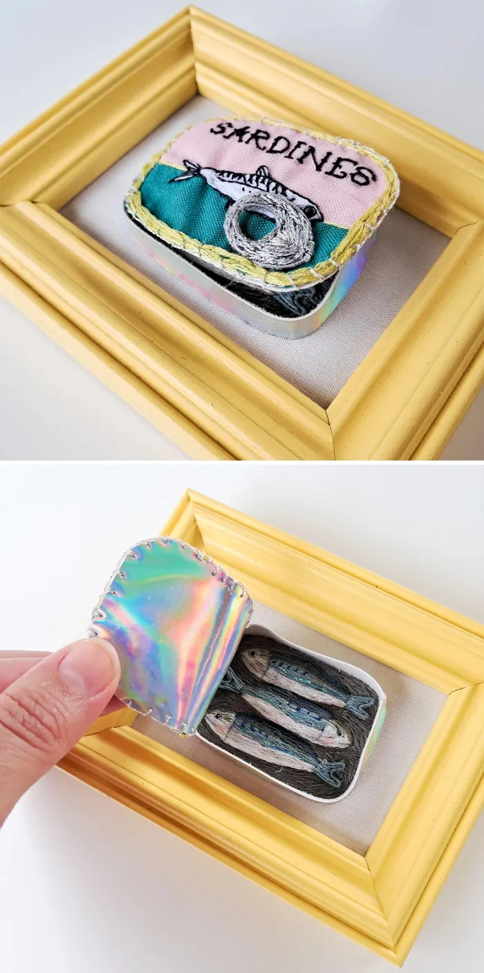 I Embroidered A Sardine Tin That Opens 🐟🐟🐟