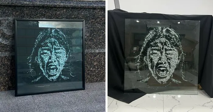I Made Art Using Shattered Glass To Highlight Domestic Violence In My Country