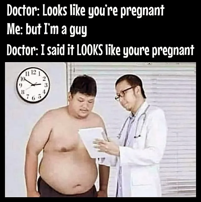 A humorous dieting meme featuring a doctor and a man discussing weight.