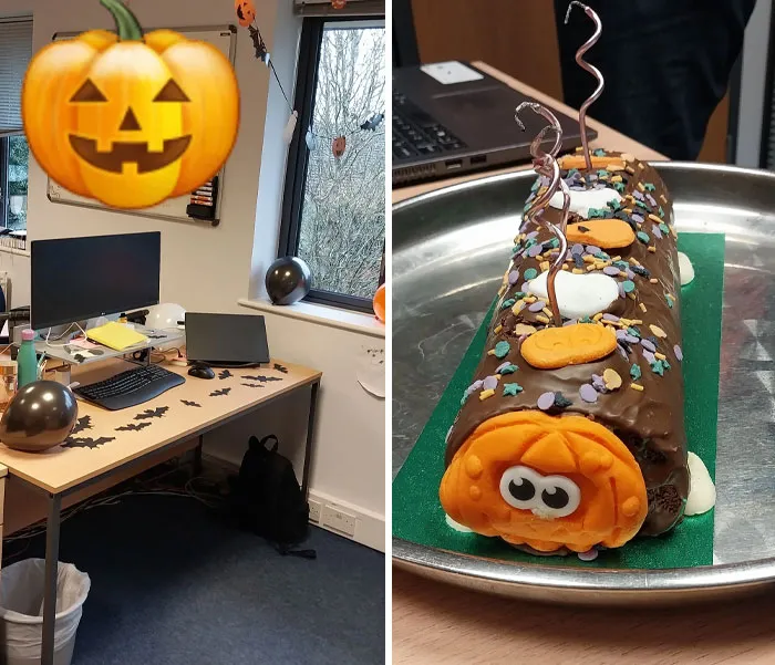 I'm The Only Gothic Person In The Office. Halloween Is My Favourite Time Of The Year. Came To Work To My Desk Decorated For The Day By My Managers