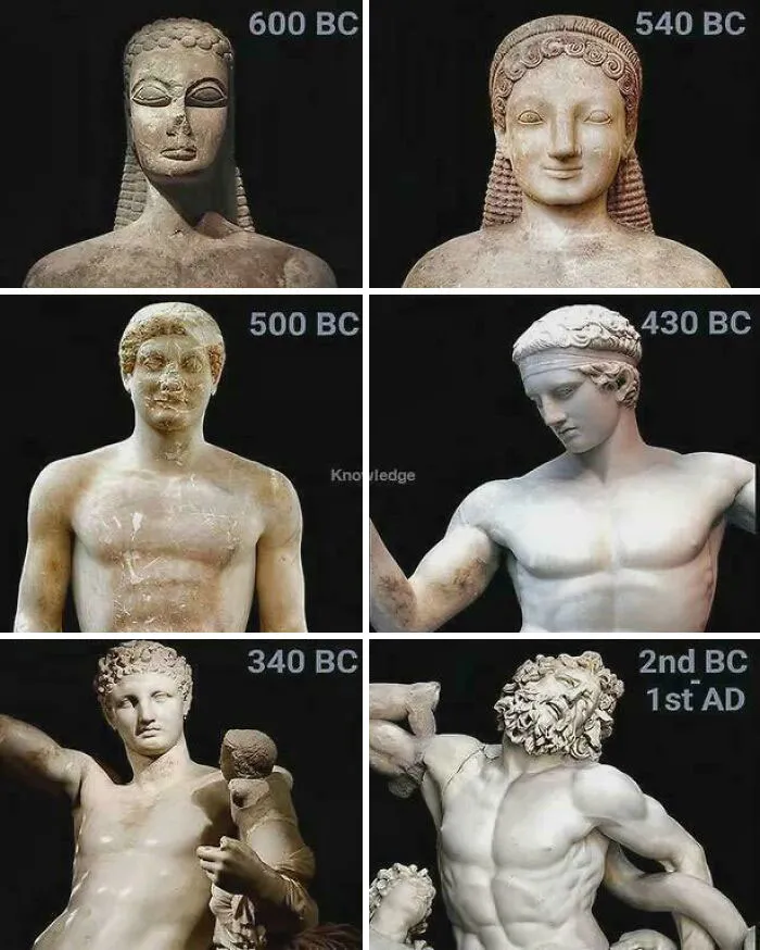 It Is Quite Astounding To See The 600-Year Progression From Ancient Greek Sculptures!